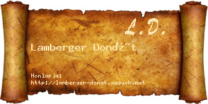 Lamberger Donát névjegykártya